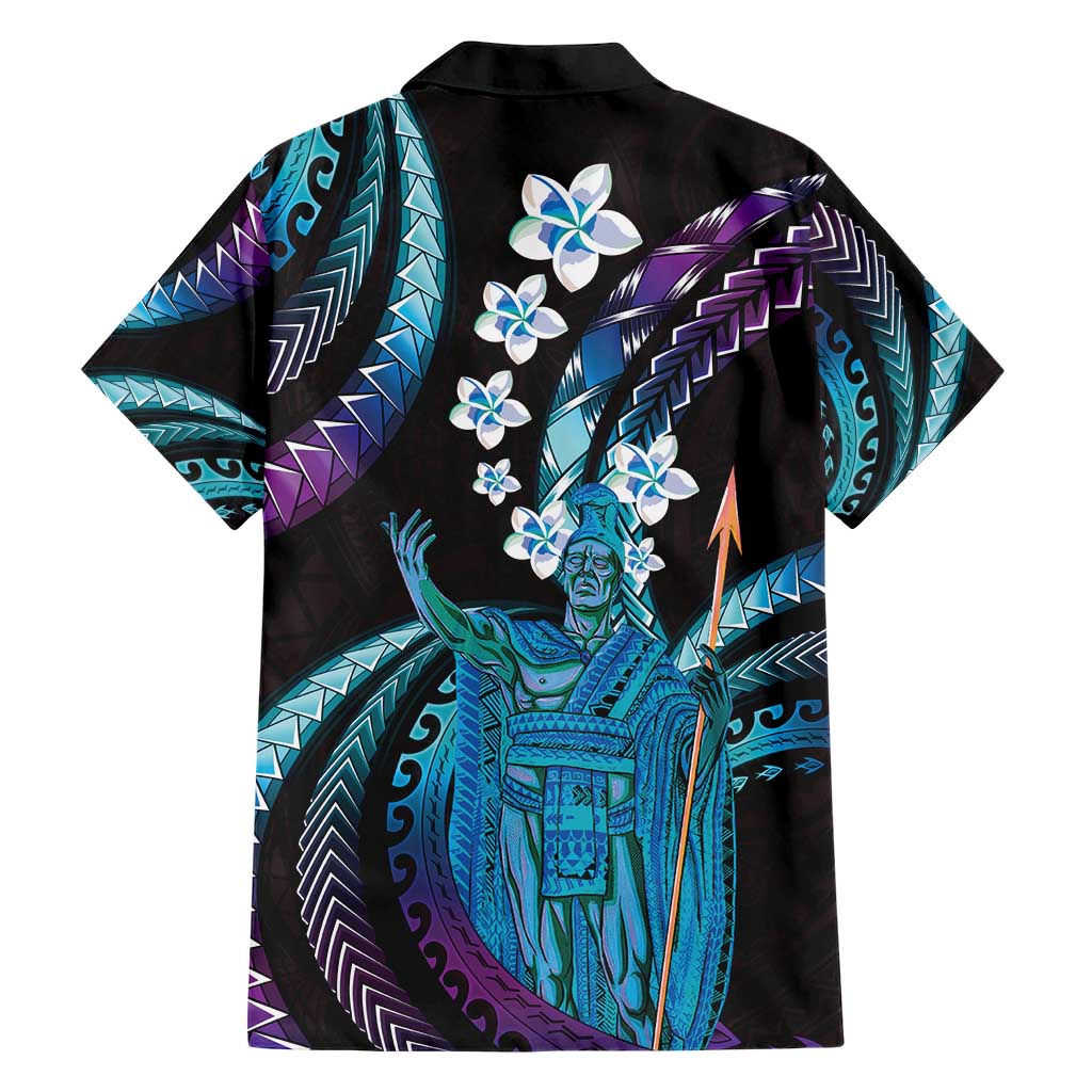 Hawaii King Kamehameha Family Matching Short Sleeve Bodycon Dress and Hawaiian Shirt Fantastic Plumeria Amethyst Gradient LT01 - Polynesian Pride