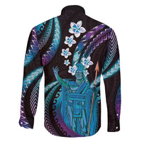 Hawaii King Kamehameha Family Matching Short Sleeve Bodycon Dress and Hawaiian Shirt Fantastic Plumeria Amethyst Gradient LT01 - Polynesian Pride