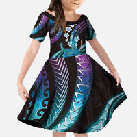 Hawaii King Kamehameha Family Matching Tank Maxi Dress and Hawaiian Shirt Fantastic Plumeria Amethyst Gradient LT01 Daughter's Dress Purple - Polynesian Pride