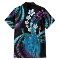 Hawaii King Kamehameha Family Matching Tank Maxi Dress and Hawaiian Shirt Fantastic Plumeria Amethyst Gradient LT01 - Polynesian Pride