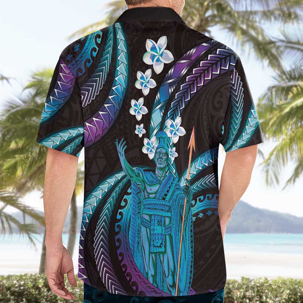 Hawaii King Kamehameha Hawaiian Shirt Fantastic Plumeria Amethyst Gradient