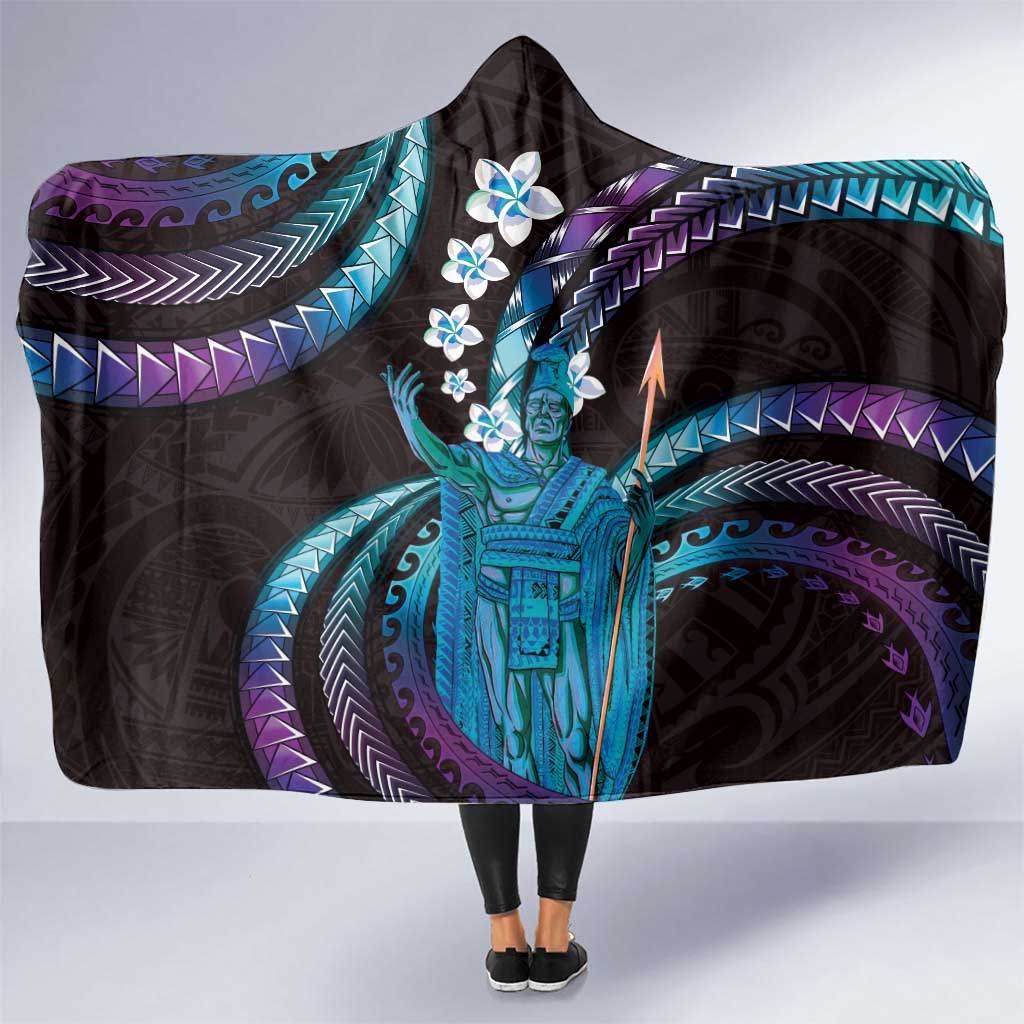 Hawaii King Kamehameha Hooded Blanket Fantastic Plumeria Amethyst Gradient