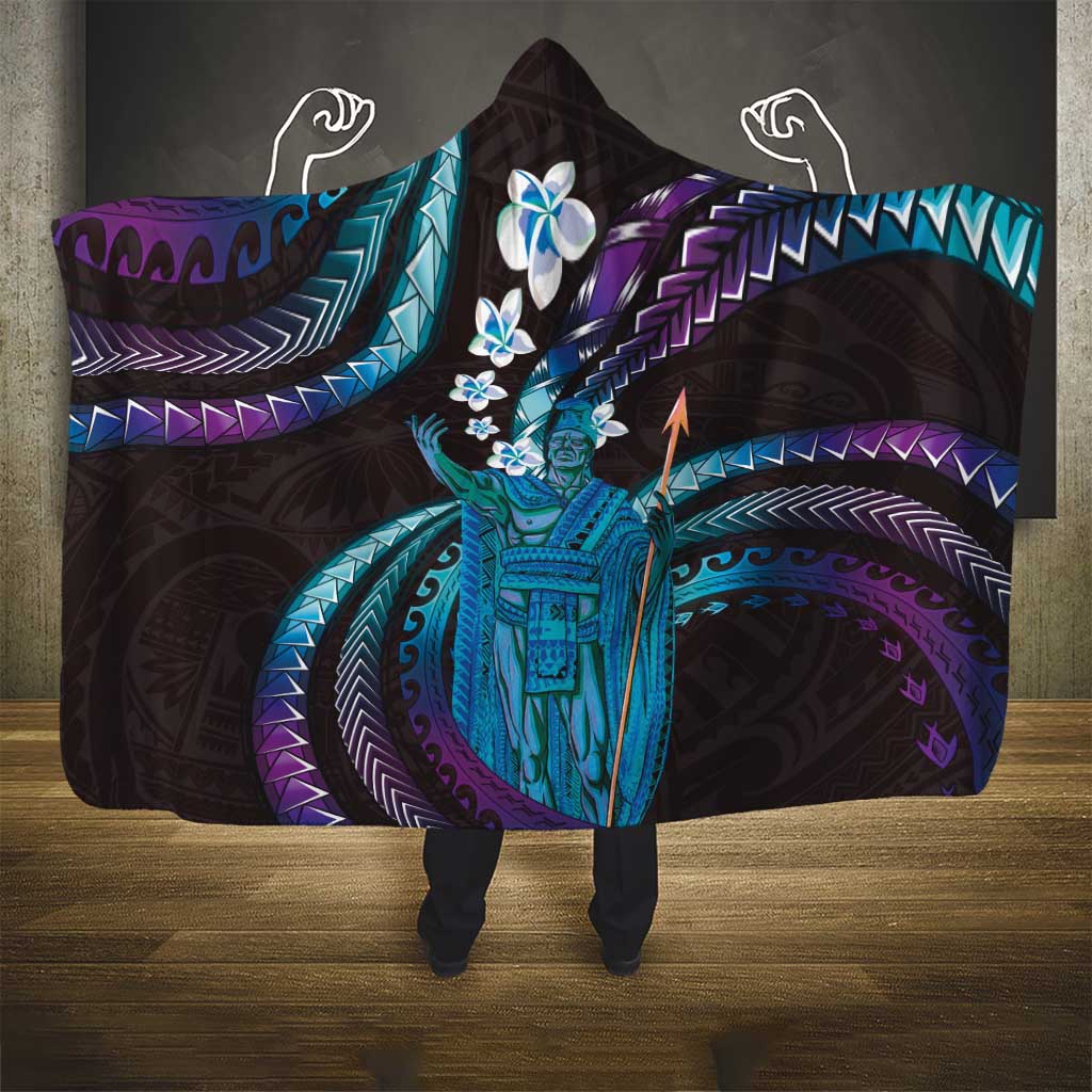 Hawaii King Kamehameha Hooded Blanket Fantastic Plumeria Amethyst Gradient
