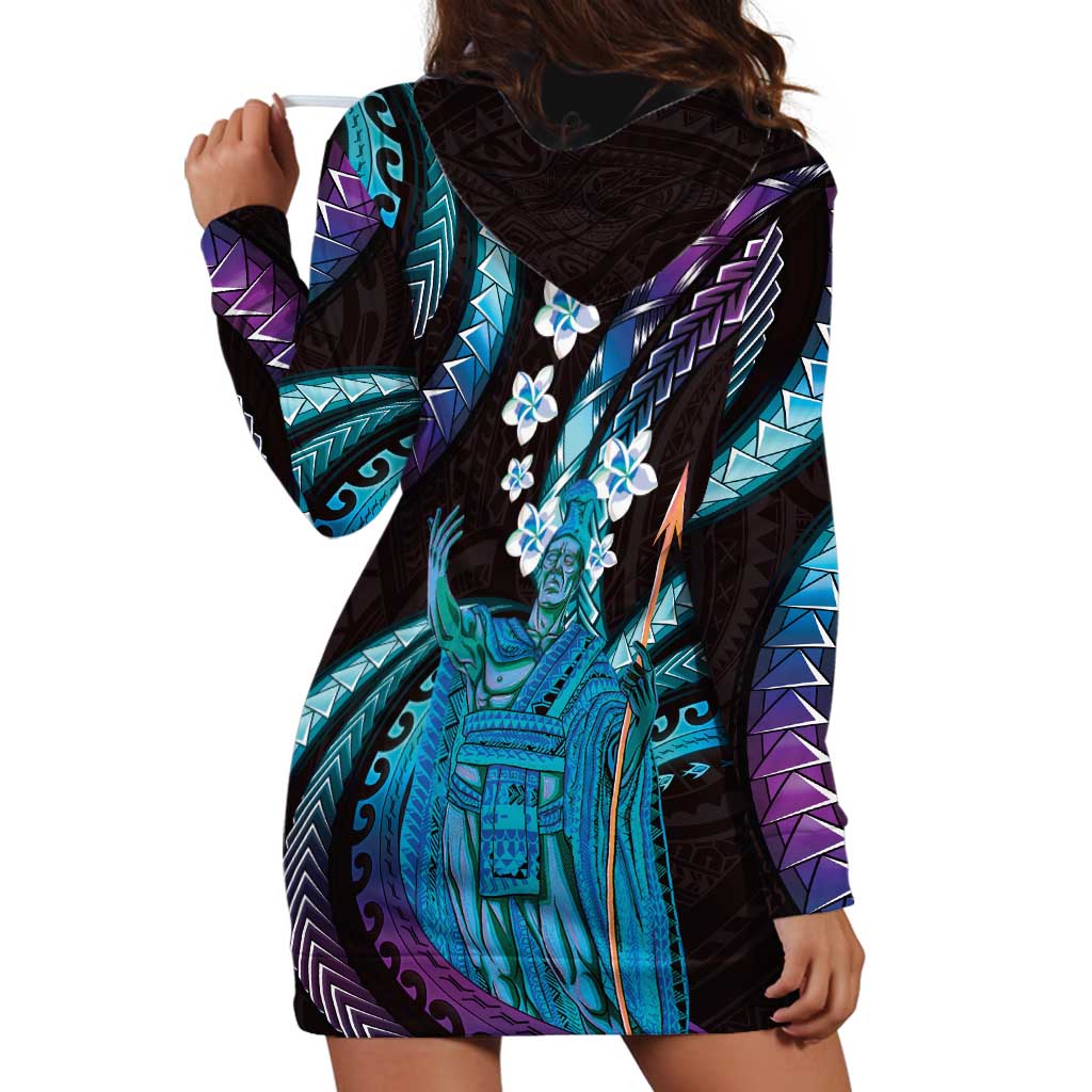 Hawaii King Kamehameha Hoodie Dress Fantastic Plumeria Amethyst Gradient