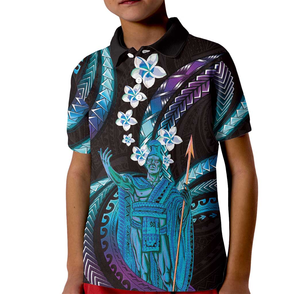 Hawaii King Kamehameha Kid Polo Shirt Fantastic Plumeria Amethyst Gradient