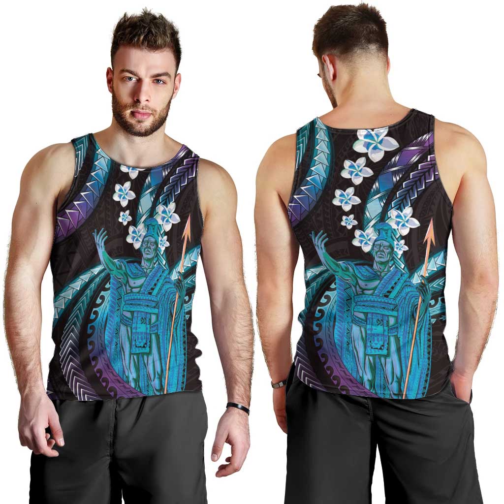 Hawaii King Kamehameha Men Tank Top Fantastic Plumeria Amethyst Gradient