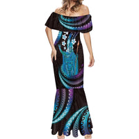 Hawaii King Kamehameha Mermaid Dress Fantastic Plumeria Amethyst Gradient