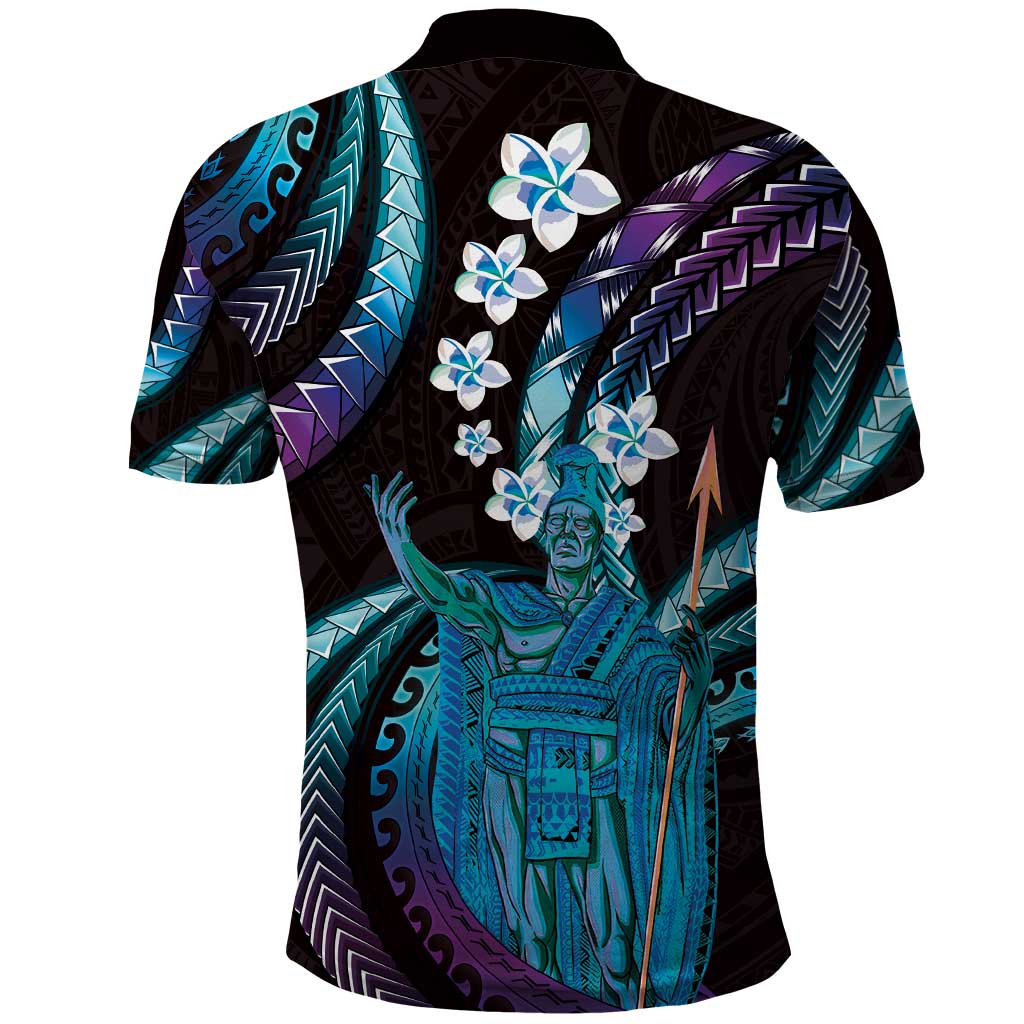 Hawaii King Kamehameha Polo Shirt Fantastic Plumeria Amethyst Gradient