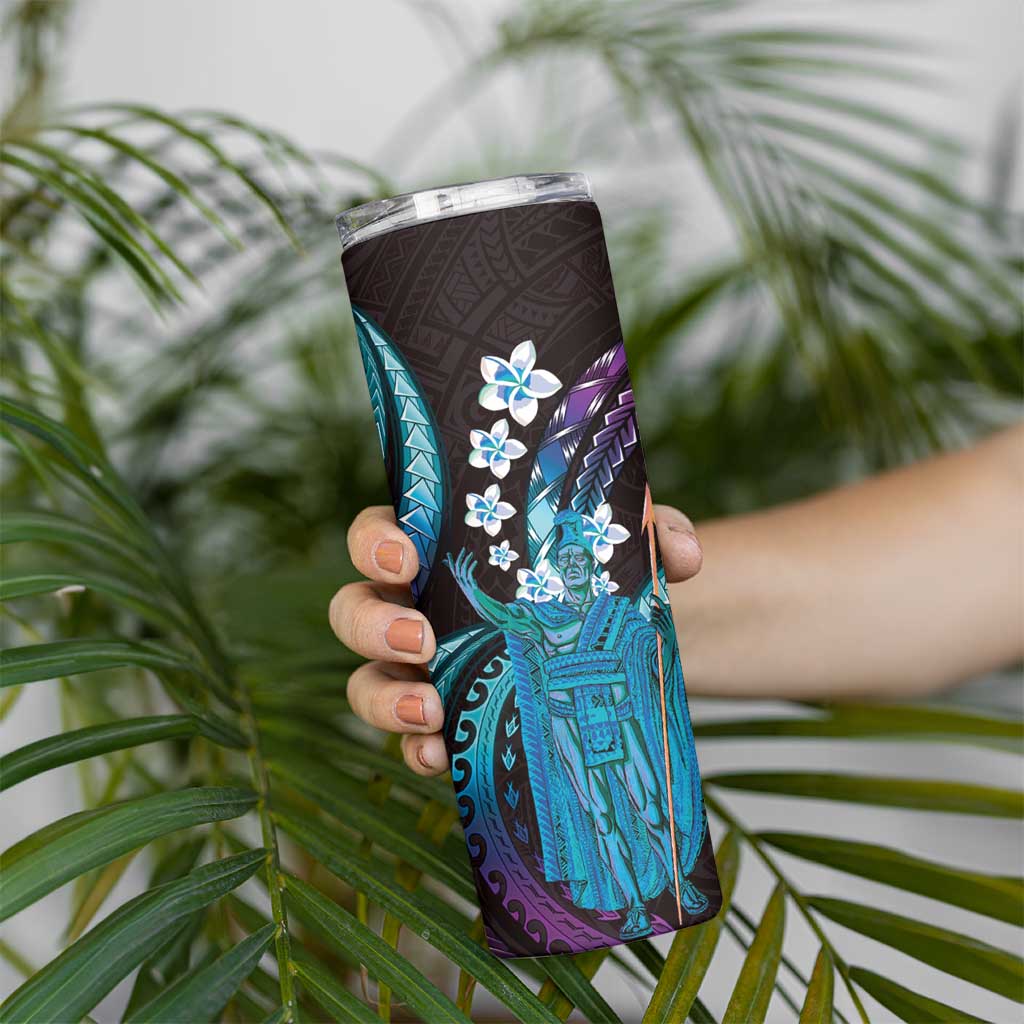 Hawaii King Kamehameha Skinny Tumbler Fantastic Plumeria Amethyst Gradient