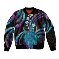 Hawaii King Kamehameha Sleeve Zip Bomber Jacket Fantastic Plumeria Amethyst Gradient LT01 Unisex Purple - Polynesian Pride