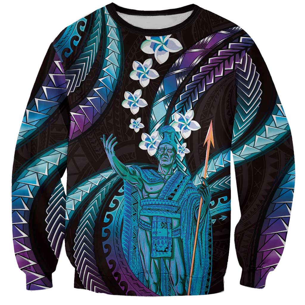 Hawaii King Kamehameha Sweatshirt Fantastic Plumeria Amethyst Gradient LT01 Unisex Purple - Polynesian Pride