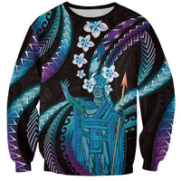 Hawaii King Kamehameha Sweatshirt Fantastic Plumeria Amethyst Gradient LT01 Unisex Purple - Polynesian Pride