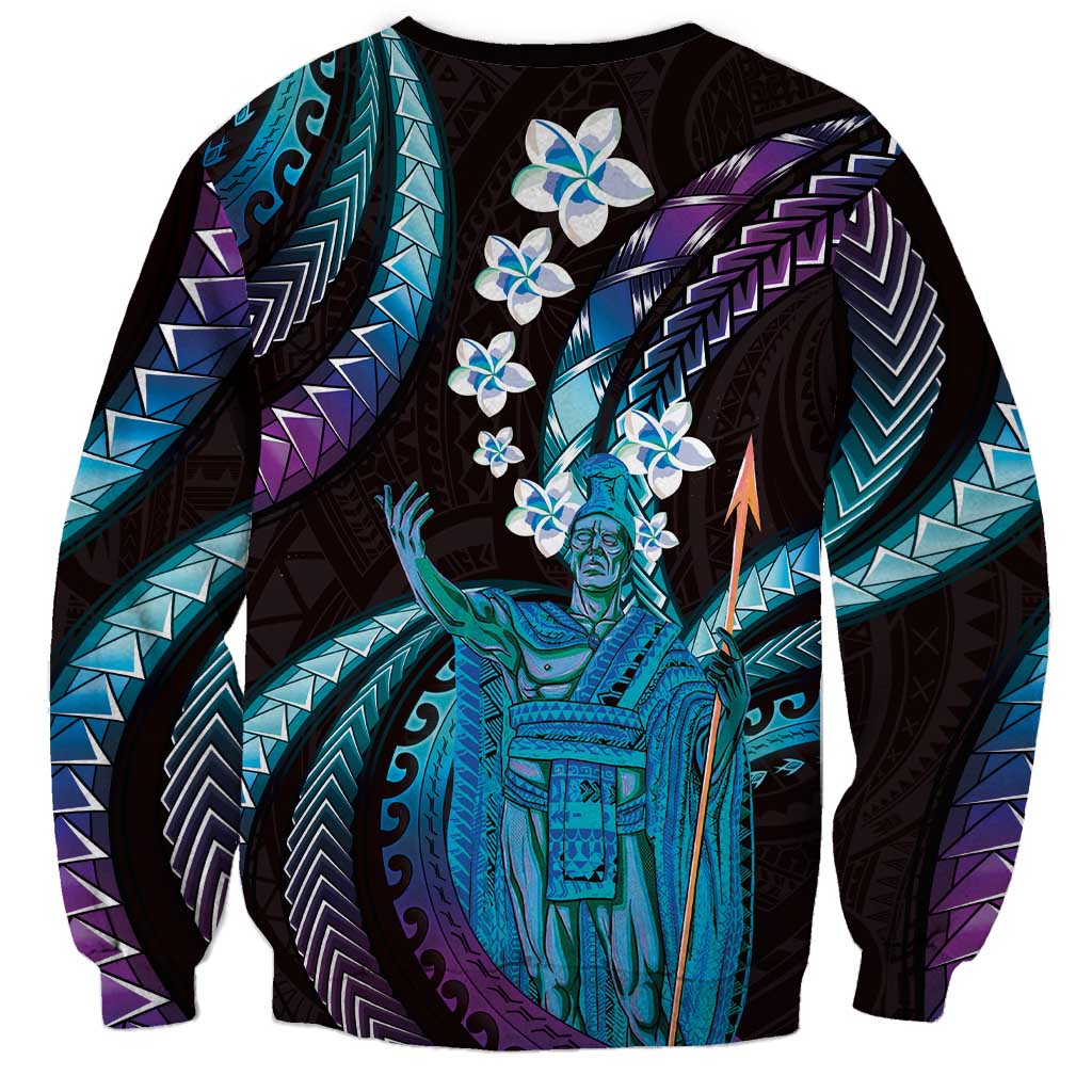 Hawaii King Kamehameha Sweatshirt Fantastic Plumeria Amethyst Gradient LT01 - Polynesian Pride