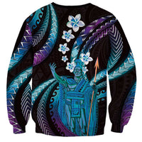 Hawaii King Kamehameha Sweatshirt Fantastic Plumeria Amethyst Gradient LT01 - Polynesian Pride