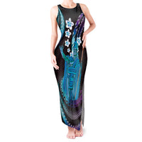 Hawaii King Kamehameha Tank Maxi Dress Fantastic Plumeria Amethyst Gradient