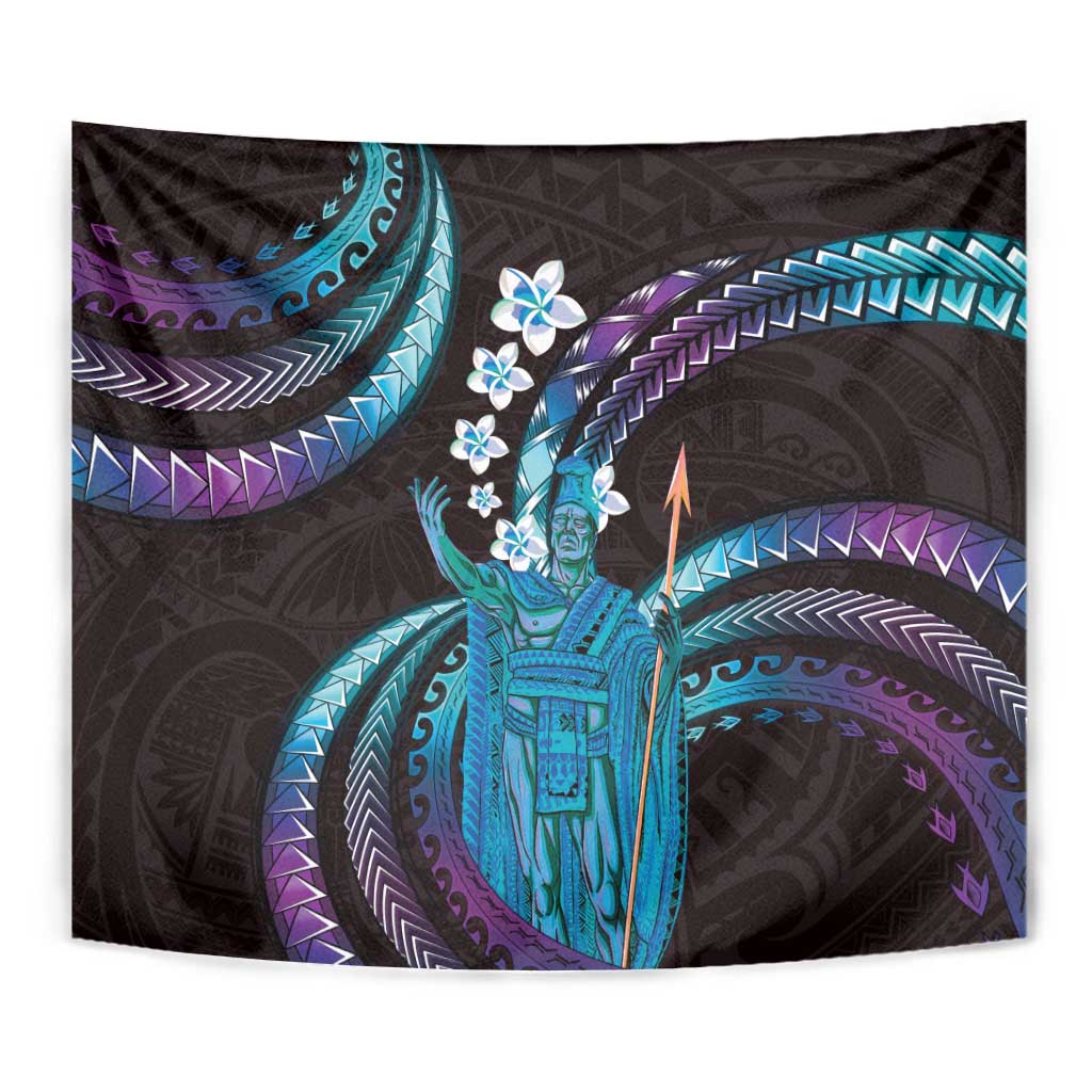 Hawaii King Kamehameha Tapestry Fantastic Plumeria Amethyst Gradient