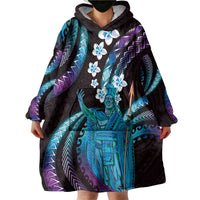 Hawaii King Kamehameha Wearable Blanket Hoodie Fantastic Plumeria Amethyst Gradient