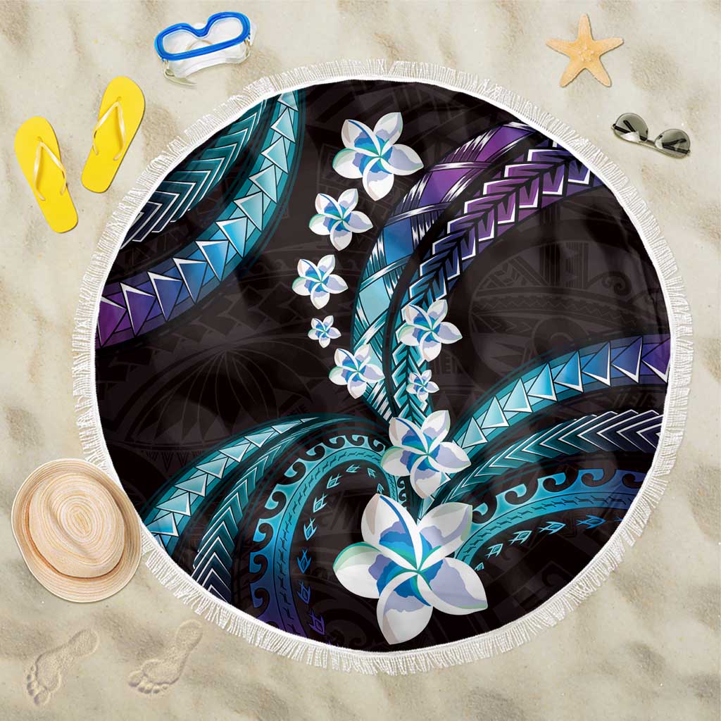Hawaii Plumeria Beach Blanket Amethyst Gradient Polynesian Pattern
