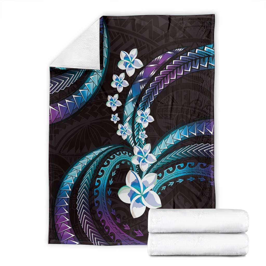Hawaii Plumeria Blanket Amethyst Gradient Polynesian Pattern