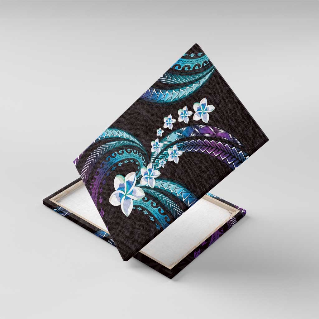 Hawaii Plumeria Canvas Wall Art Amethyst Gradient Polynesian Pattern