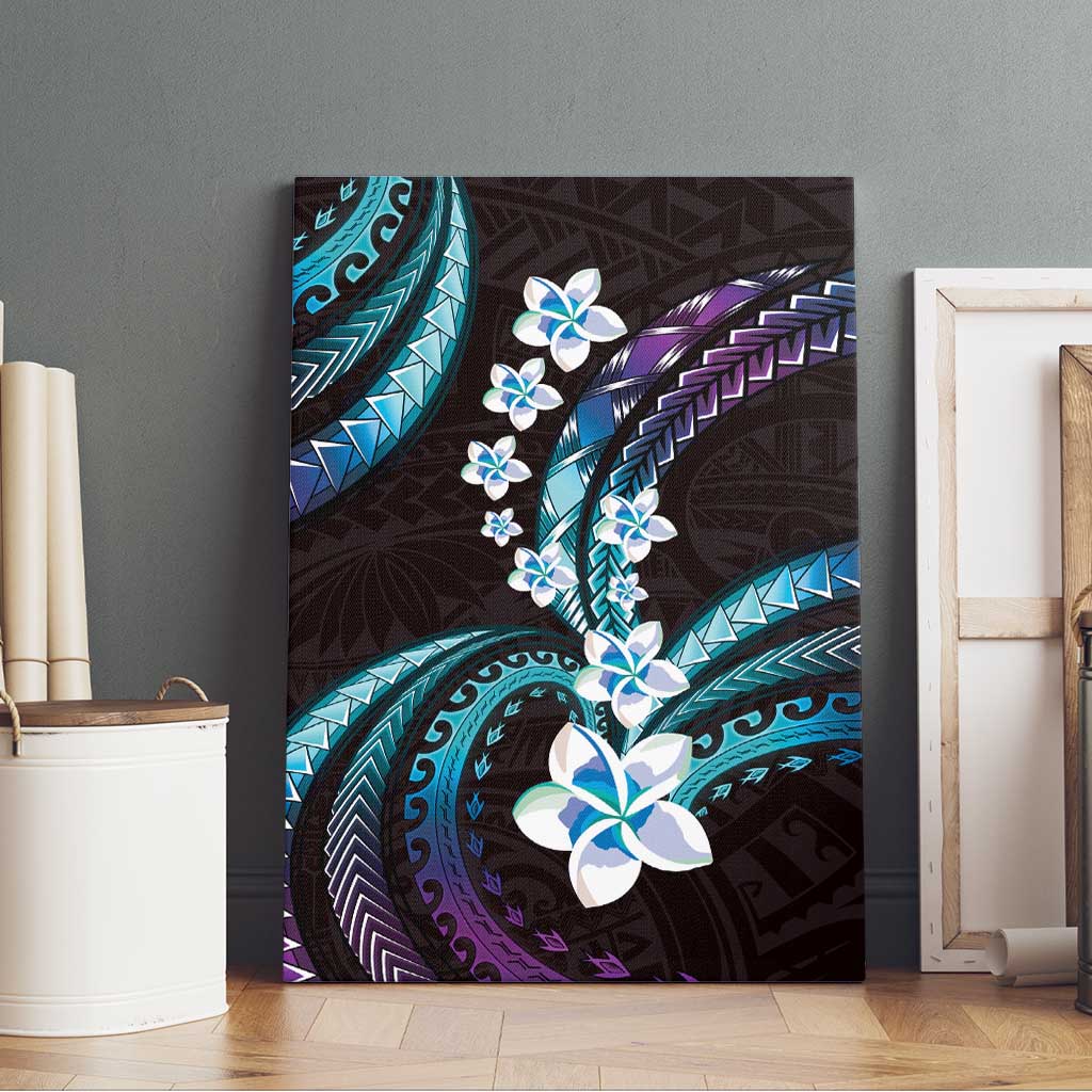 Hawaii Plumeria Canvas Wall Art Amethyst Gradient Polynesian Pattern