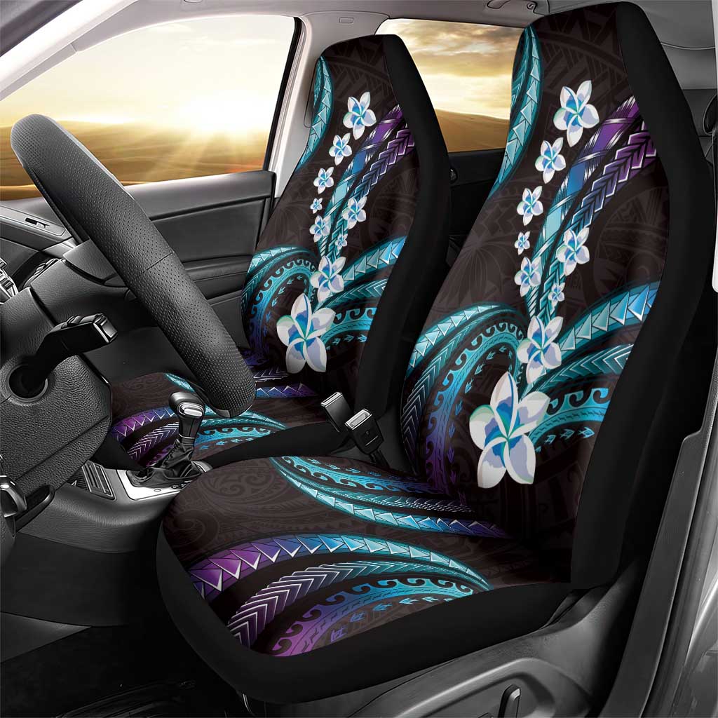 Hawaii Plumeria Car Seat Cover Amethyst Gradient Polynesian Pattern