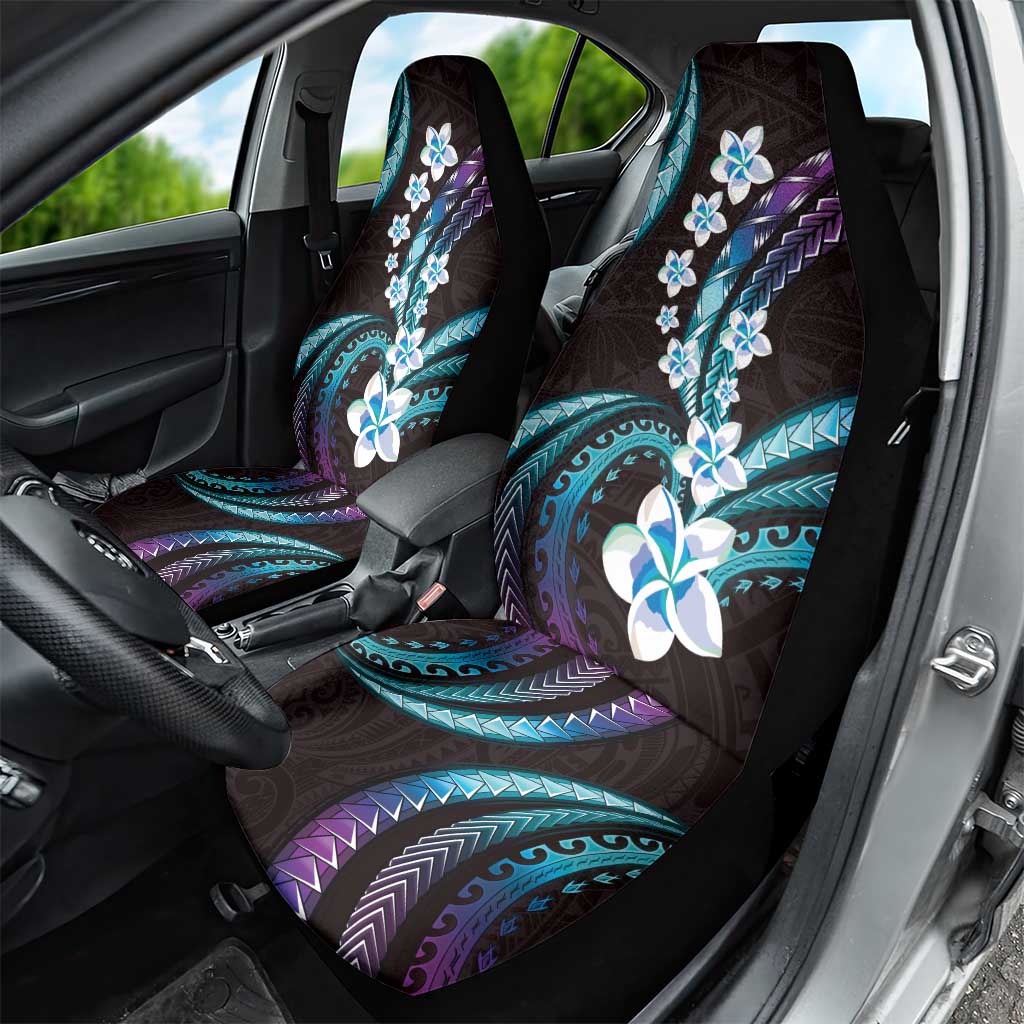 Hawaii Plumeria Car Seat Cover Amethyst Gradient Polynesian Pattern