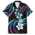 Hawaii Plumeria Family Matching Off The Shoulder Long Sleeve Dress and Hawaiian Shirt Amethyst Gradient Polynesian Pattern