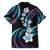 Hawaii Plumeria Family Matching Off The Shoulder Long Sleeve Dress and Hawaiian Shirt Amethyst Gradient Polynesian Pattern