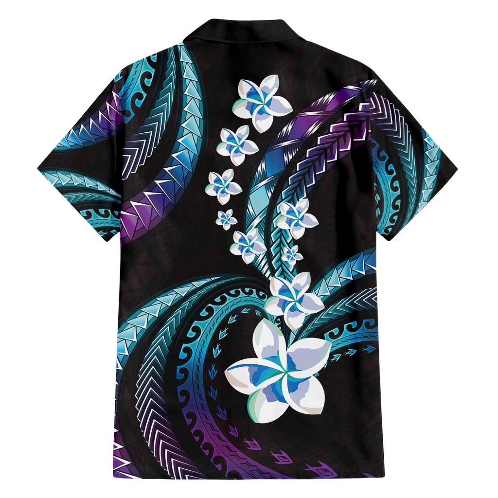 Hawaii Plumeria Family Matching Short Sleeve Bodycon Dress and Hawaiian Shirt Amethyst Gradient Polynesian Pattern