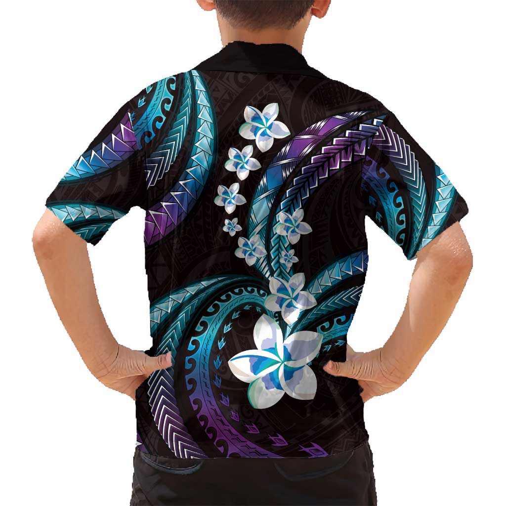 Hawaii Plumeria Family Matching Summer Maxi Dress and Hawaiian Shirt Amethyst Gradient Polynesian Pattern