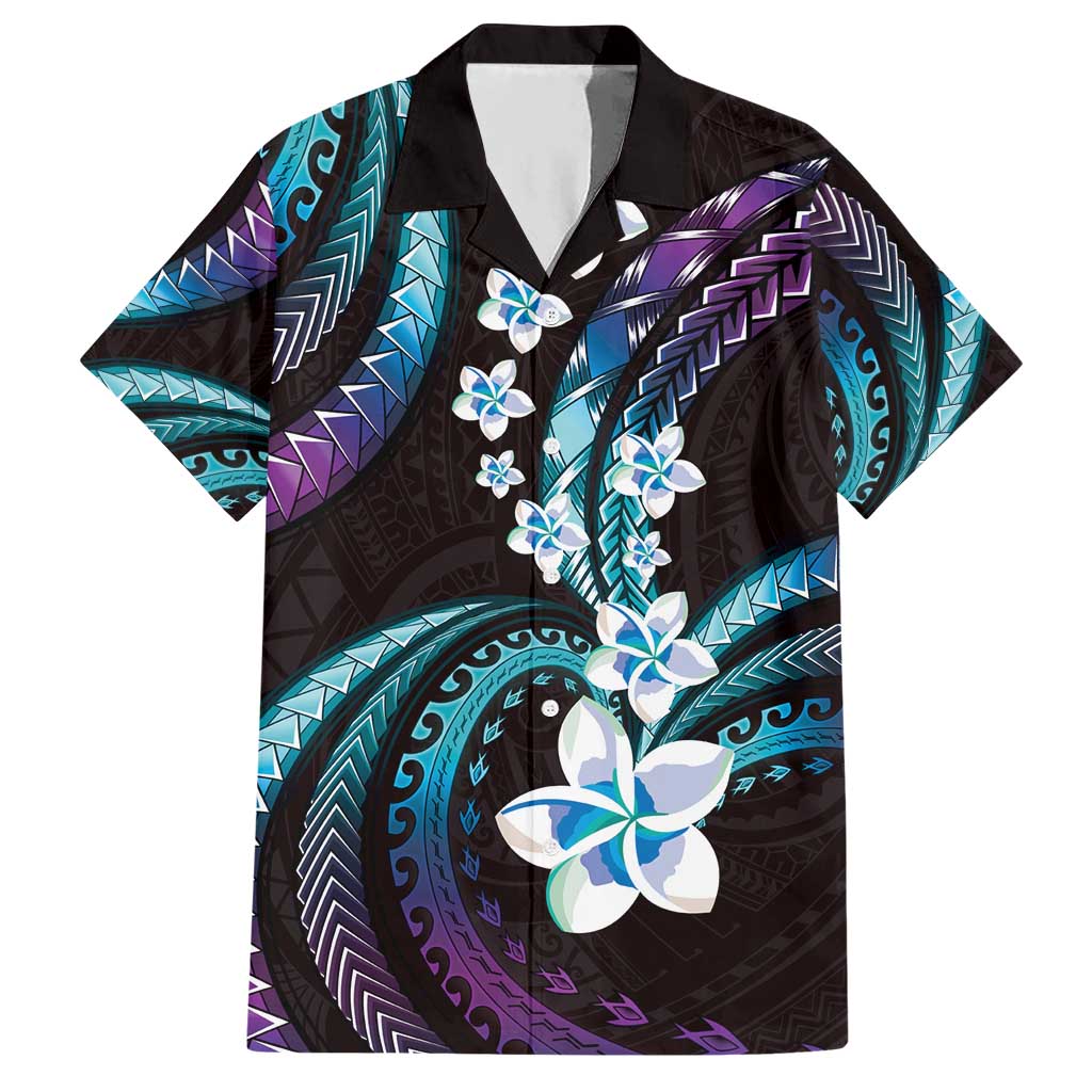 Hawaii Plumeria Hawaiian Shirt Amethyst Gradient Polynesian Pattern