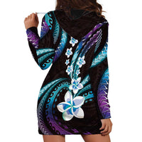 Hawaii Plumeria Hoodie Dress Amethyst Gradient Polynesian Pattern