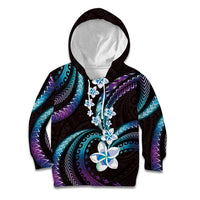 Hawaii Plumeria Kid Hoodie Amethyst Gradient Polynesian Pattern