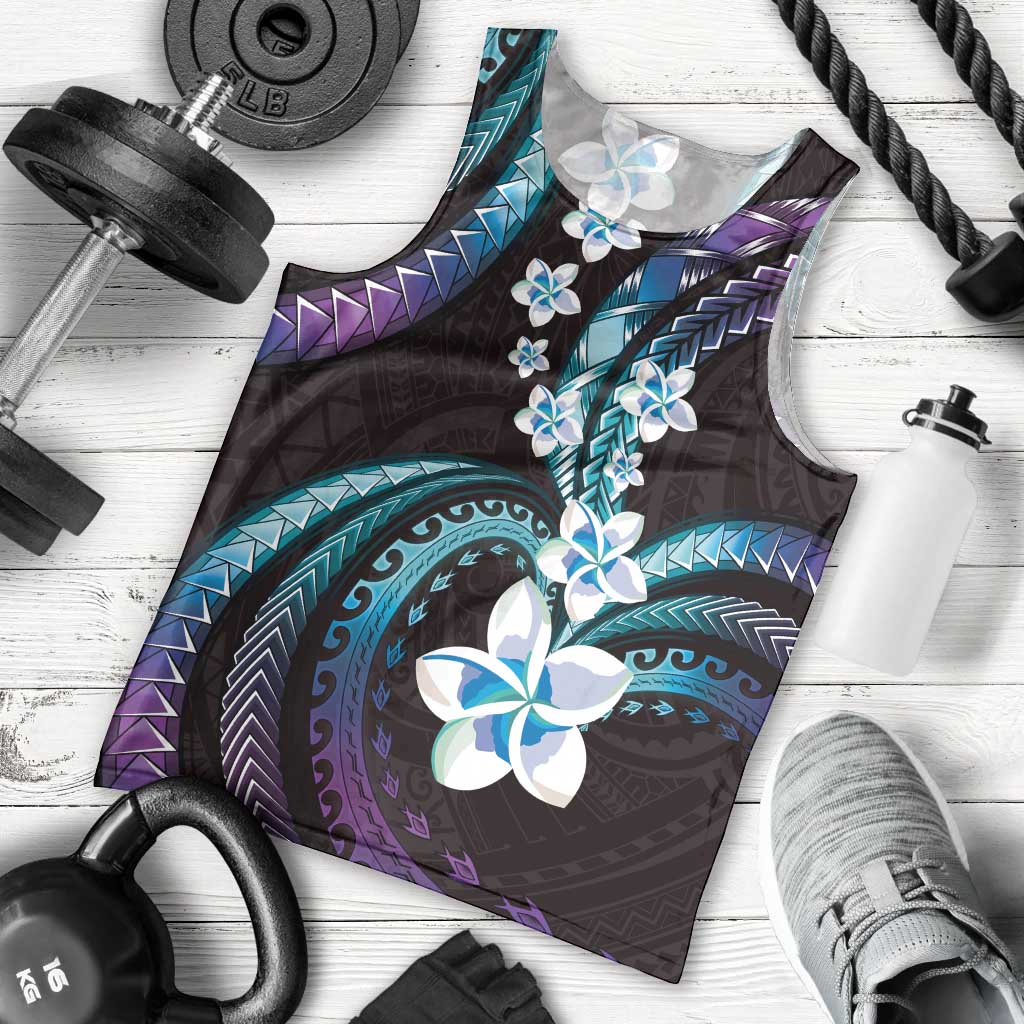 Hawaii Plumeria Men Tank Top Amethyst Gradient Polynesian Pattern