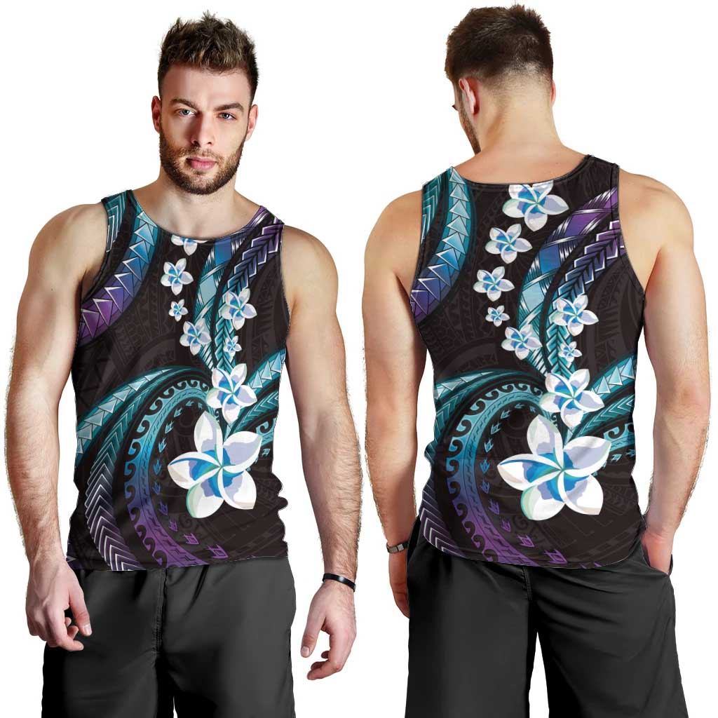 Hawaii Plumeria Men Tank Top Amethyst Gradient Polynesian Pattern