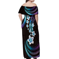 Hawaii Plumeria Off Shoulder Maxi Dress Amethyst Gradient Polynesian Pattern