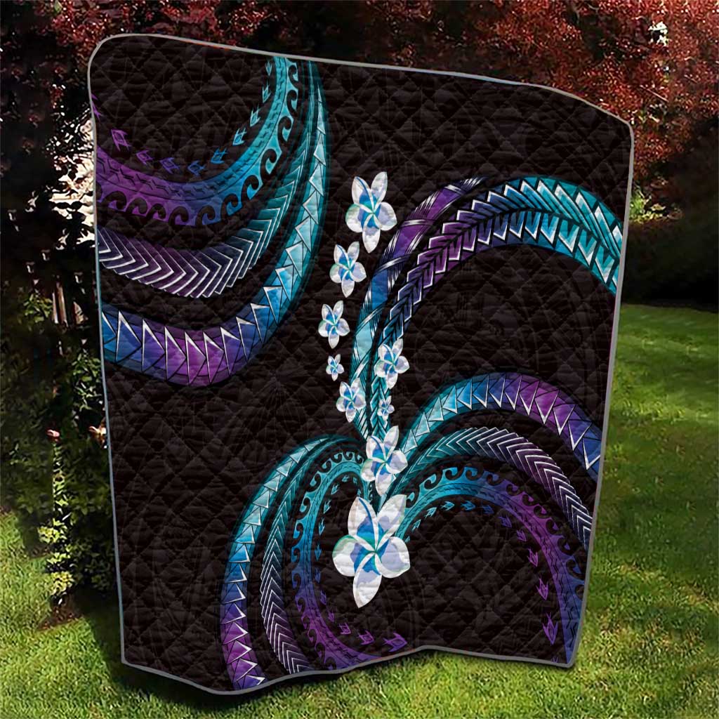 Hawaii Plumeria Quilt Amethyst Gradient Polynesian Pattern