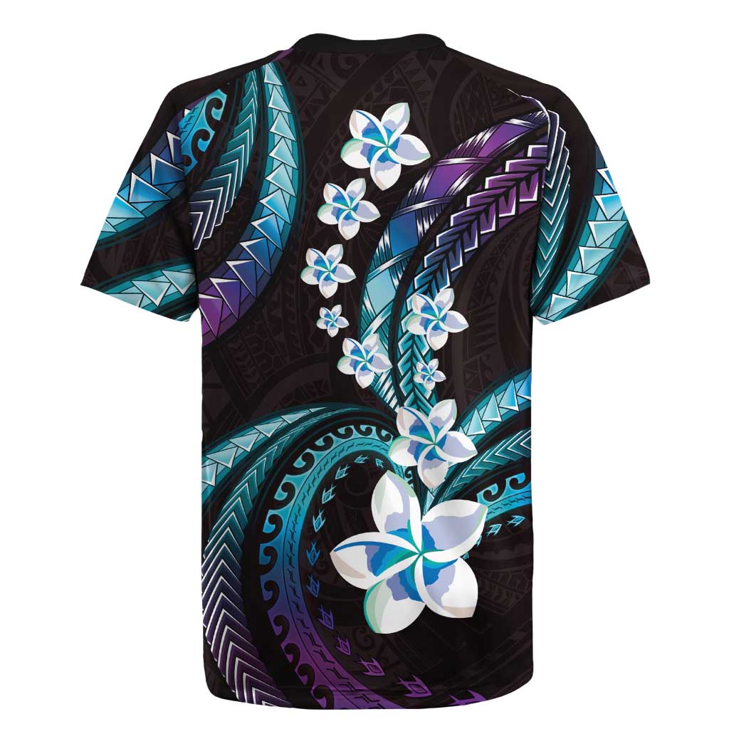 Hawaii Plumeria Rugby Jersey Amethyst Gradient Polynesian Pattern LT01 - Polynesian Pride