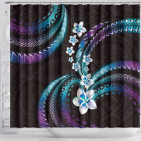 Hawaii Plumeria Shower Curtain Amethyst Gradient Polynesian Pattern