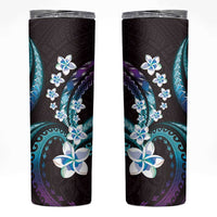 Hawaii Plumeria Skinny Tumbler Amethyst Gradient Polynesian Pattern