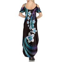 Hawaii Plumeria Summer Maxi Dress Amethyst Gradient Polynesian Pattern