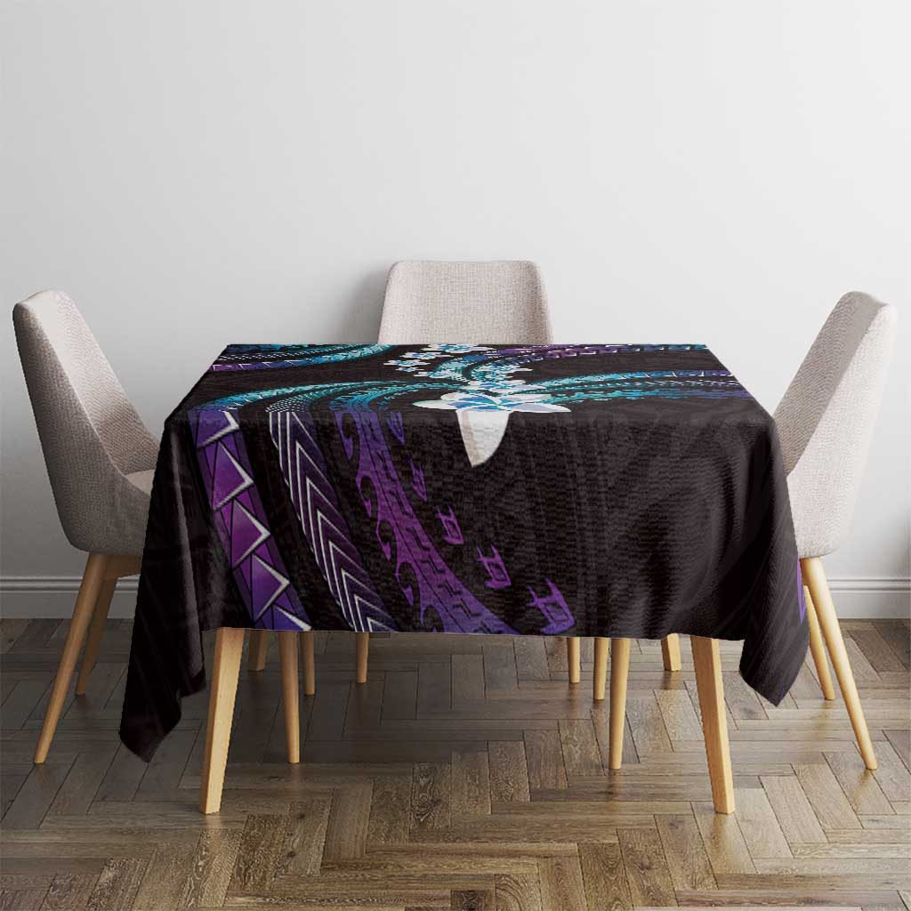 Hawaii Plumeria Tablecloth Amethyst Gradient Polynesian Pattern