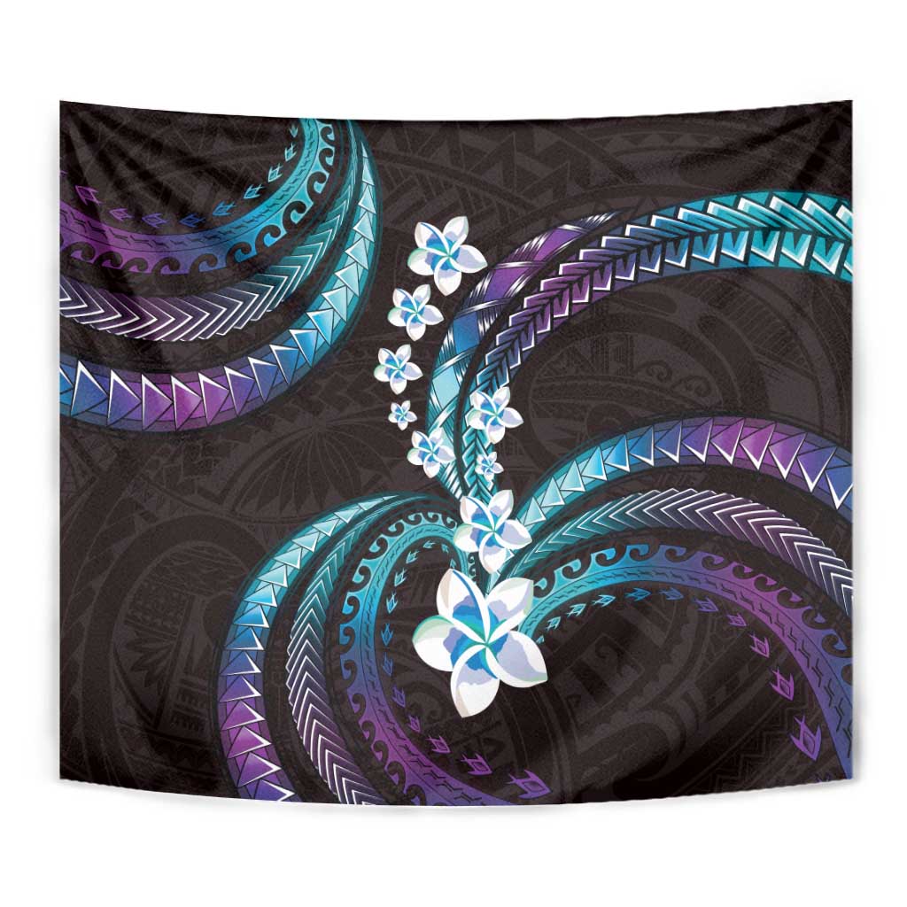 Hawaii Plumeria Tapestry Amethyst Gradient Polynesian Pattern