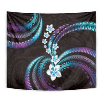 Hawaii Plumeria Tapestry Amethyst Gradient Polynesian Pattern