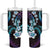 Hawaii Plumeria Tumbler With Handle Amethyst Gradient Polynesian Pattern