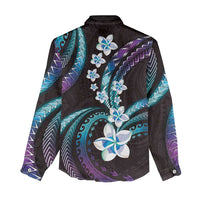 Hawaii Plumeria Women Casual Shirt Amethyst Gradient Polynesian Pattern