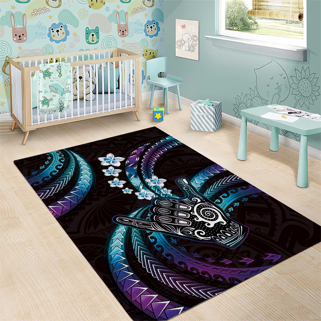 Hawaii Shaka Sign Area Rug Fantastic Frangipani Amethyst Gradient