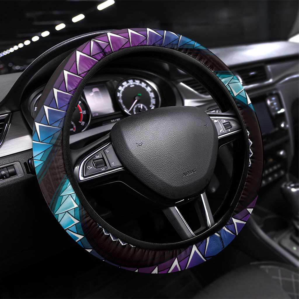 Hawaii Shaka Sign Steering Wheel Cover Fantastic Frangipani Amethyst Gradient