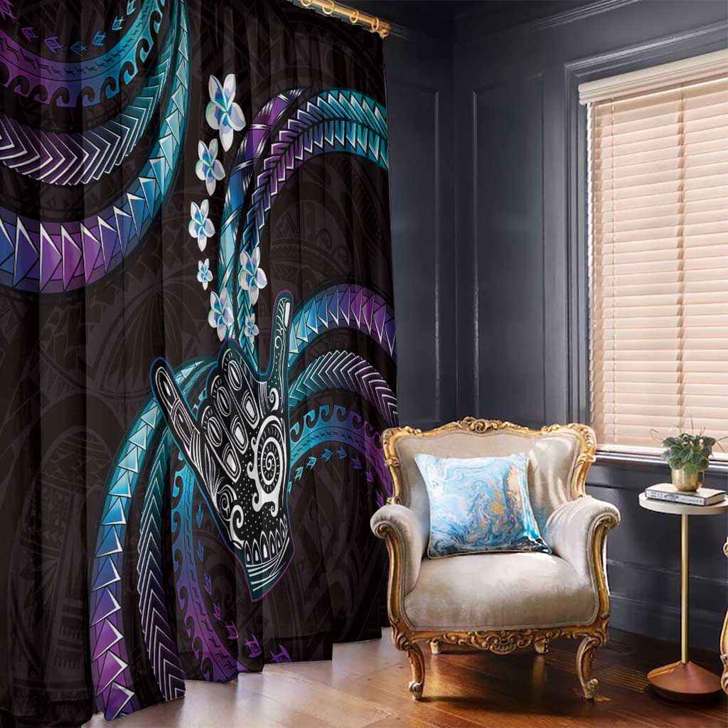 Hawaii Shaka Sign Window Curtain Fantastic Frangipani Amethyst Gradient